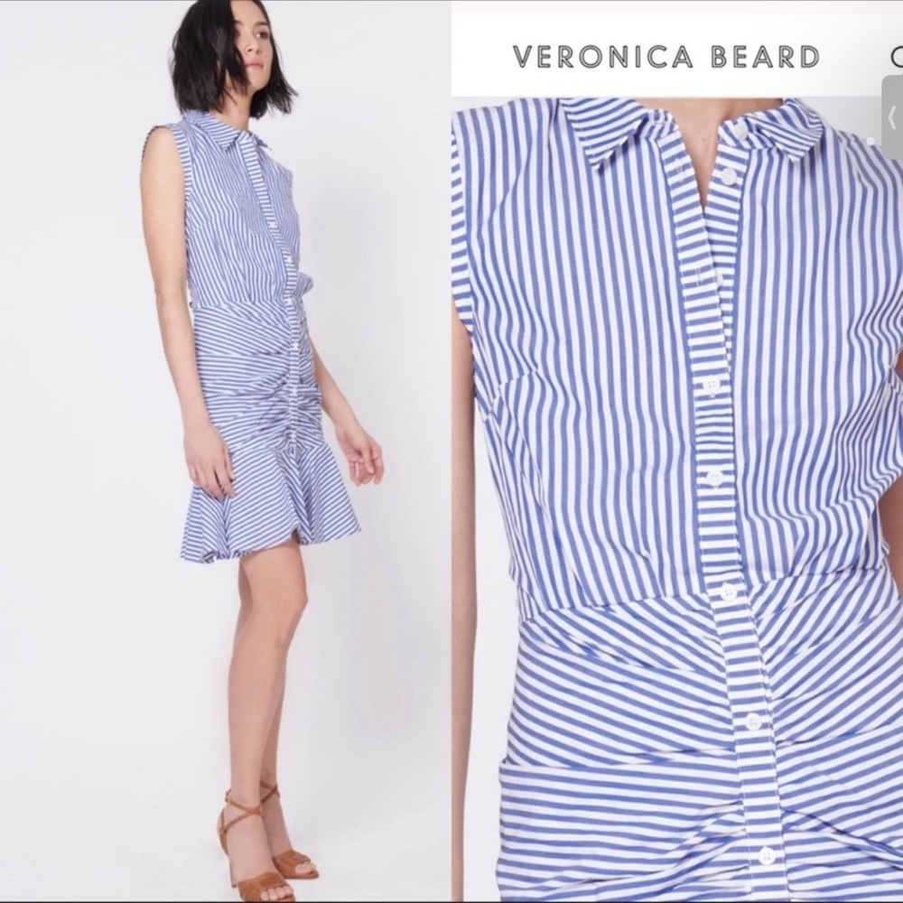 VERONICA BEARD Bell Button Down Shirt Dress Sz M/6 - Picture 1 of 5
